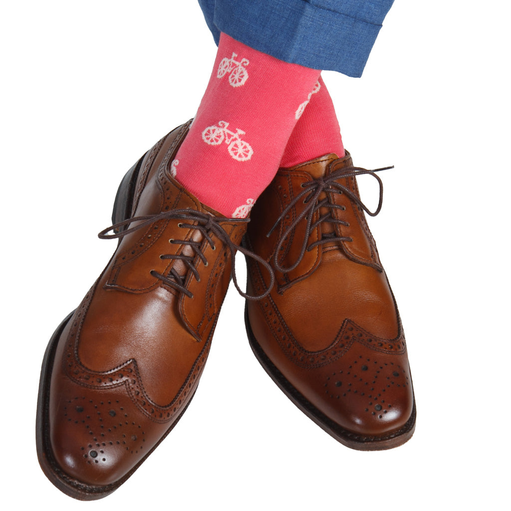 小物 basilic Terracotta with Cream Bike Cotton Sock Linked Toe OTC