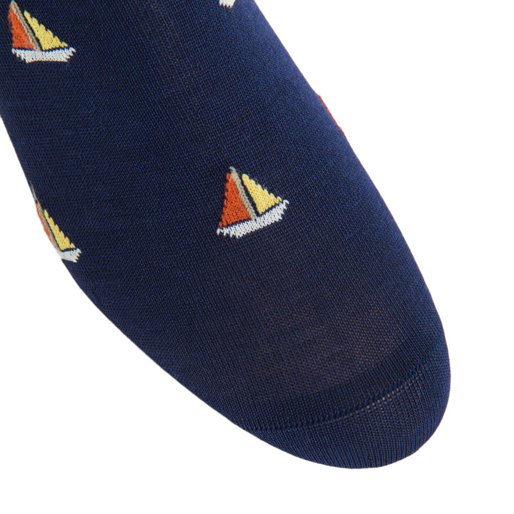 Classic-Navy-Yolk-Orange-Sailboat-Cotton-Sock