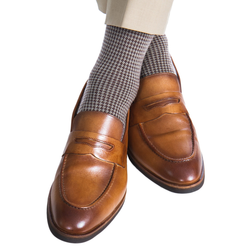 Houndstooth-Brown-Taupe-Sock