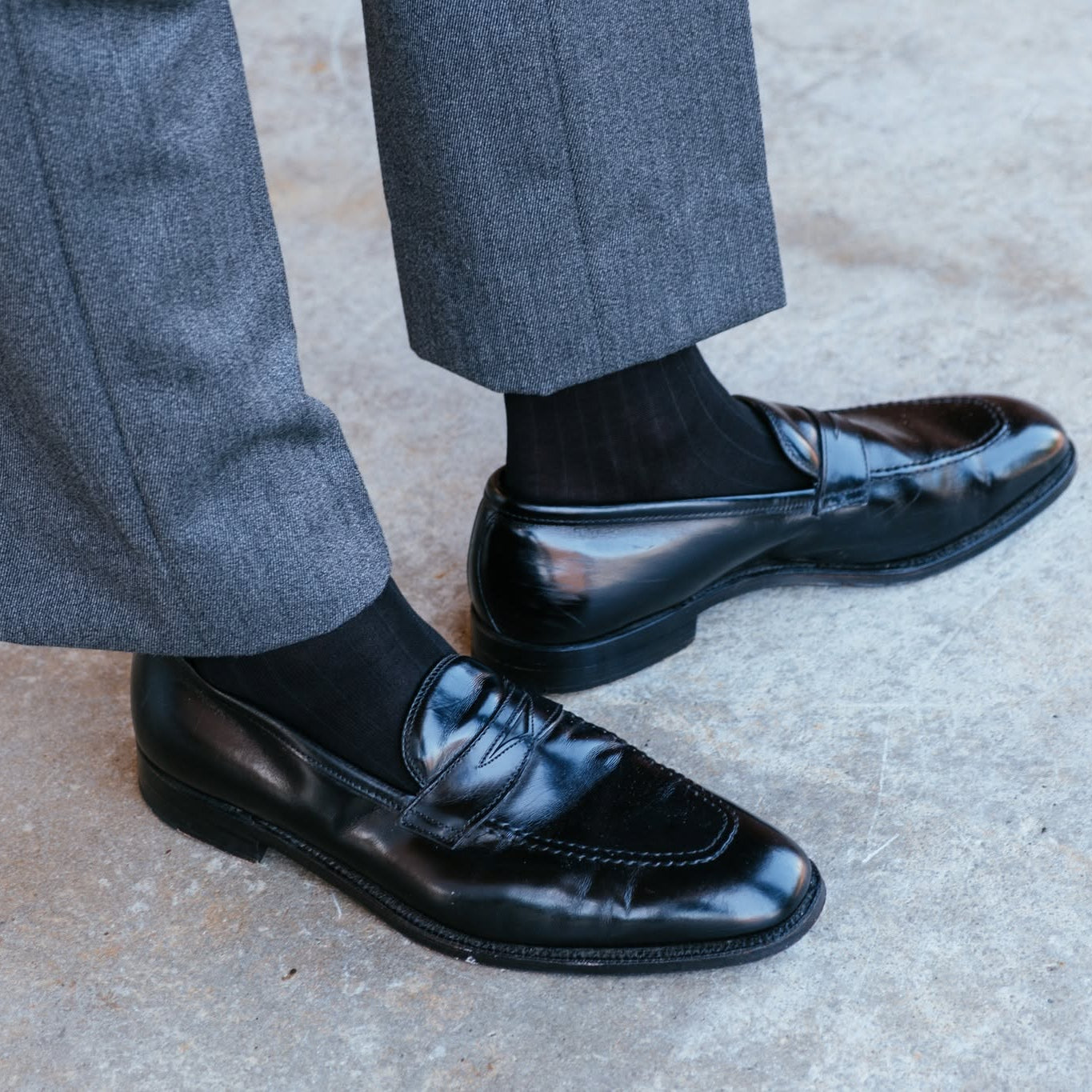 dapper classics dress socks Black Solid Ribbed Cotton Over-the-Calf Sock Mid calf socks