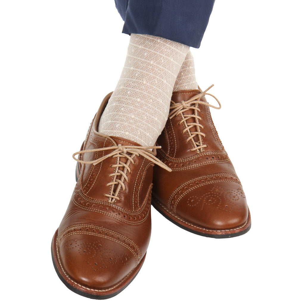 cream dress socks Tan with White & Diamond Marquis Cotton Mid-Calf Sock EMMA BLACK/GREY DRESSER - exy women's dress DetailsMade In USAMid Size:EU 39 | US 8.5