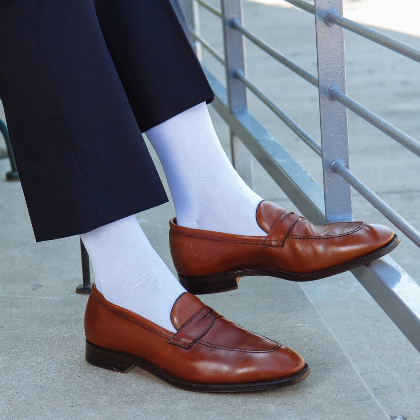 White Solid Formal No Ribbing Cotton Mid-Calf Sock – Dapper Classics®