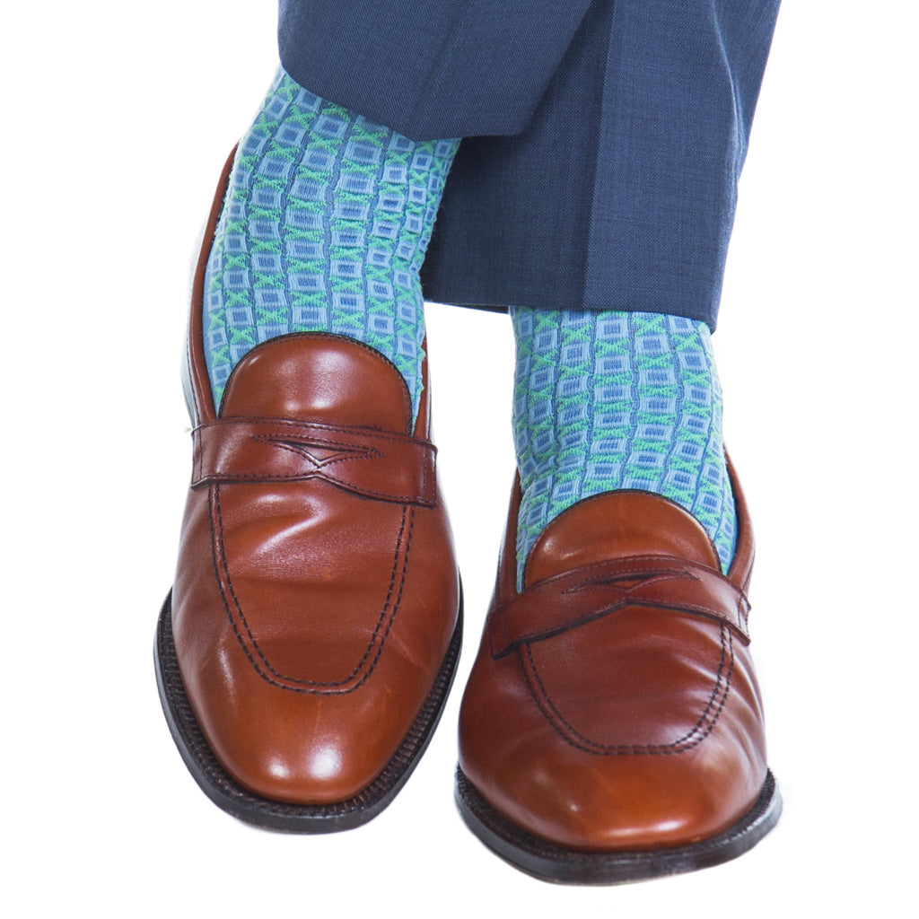 Green-Blue-Patterned-Sock