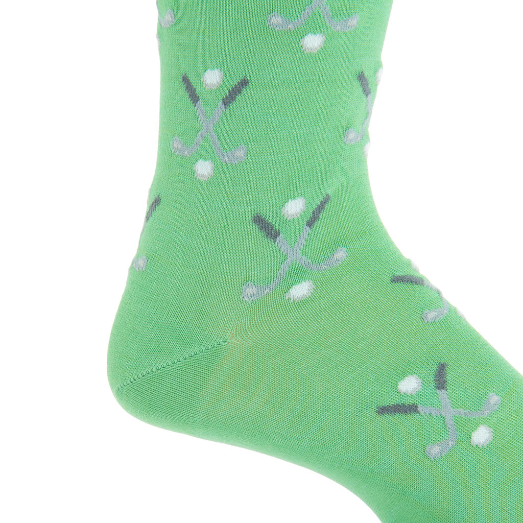 Mid-Calf-Green-Golf-Sock-Made-In-USA