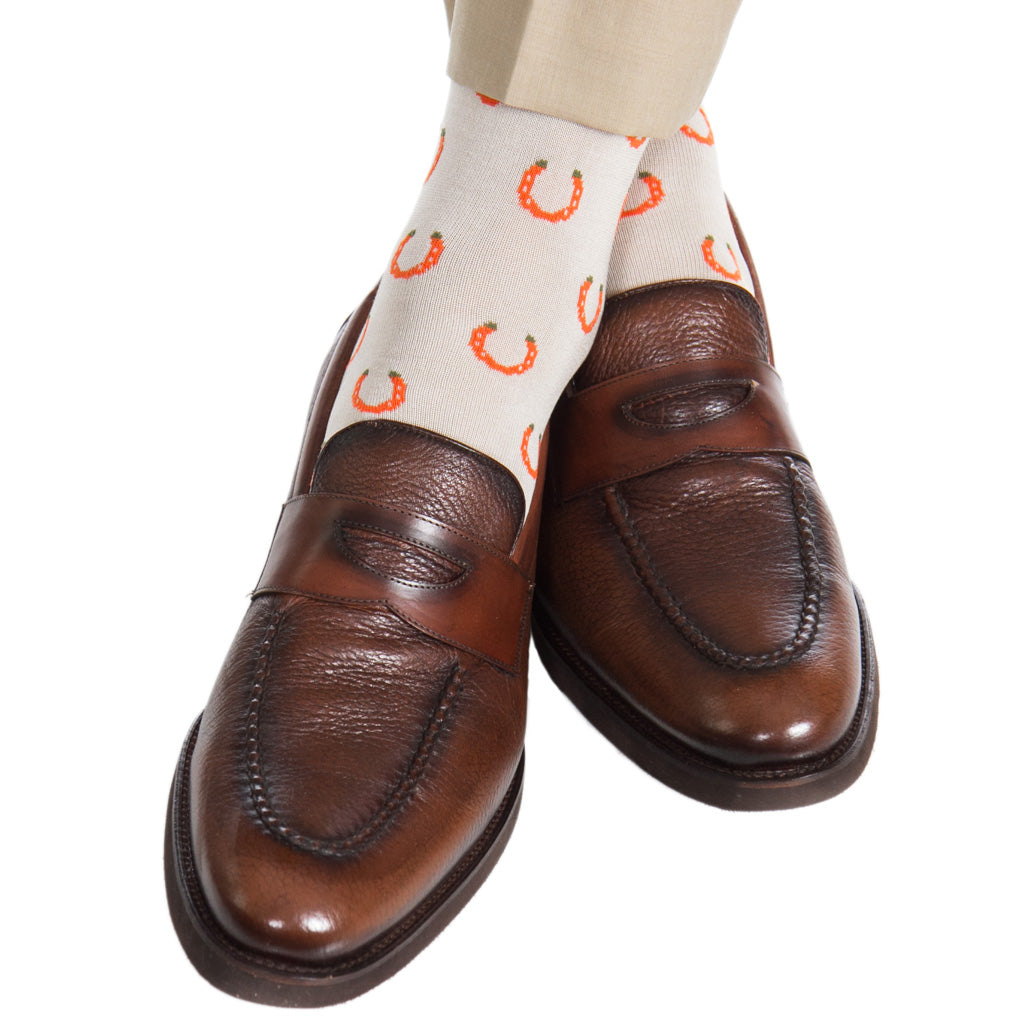 Mens-Horseshoe-Tan-Orange-Sock