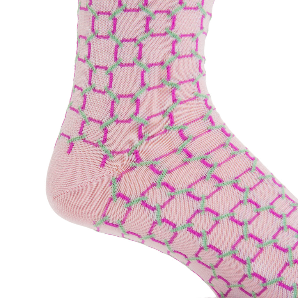 MC-Pink-Rose-Grass-Green-Circle-Socks