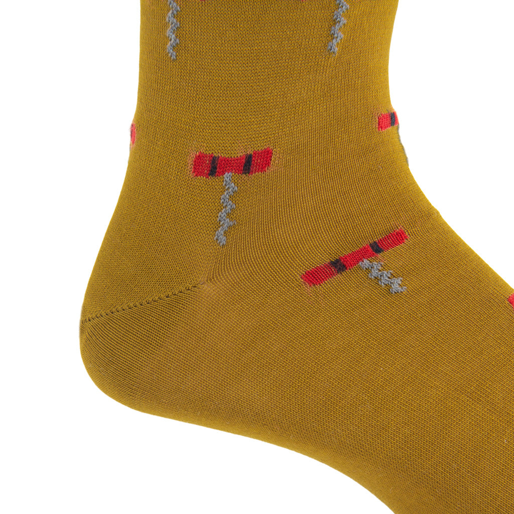 Gold-Red-Corkscrew-Cotton-Sock