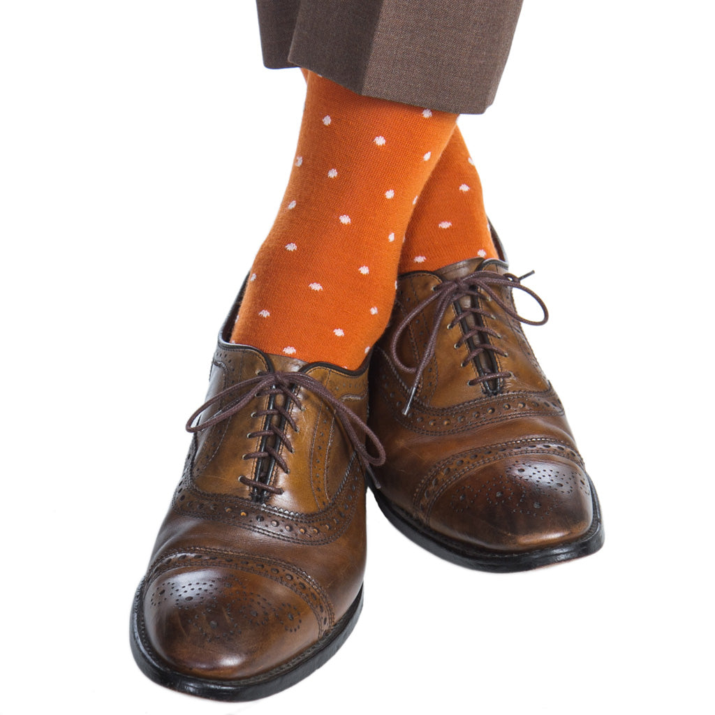 American-Made-Wool-Sock-Orange-Cream-Dot