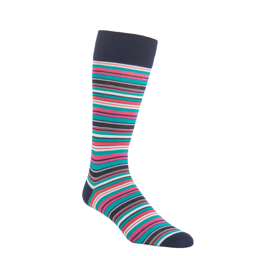 OTC-Blue-Pink-White-Coral-Teal-Striped-Sock