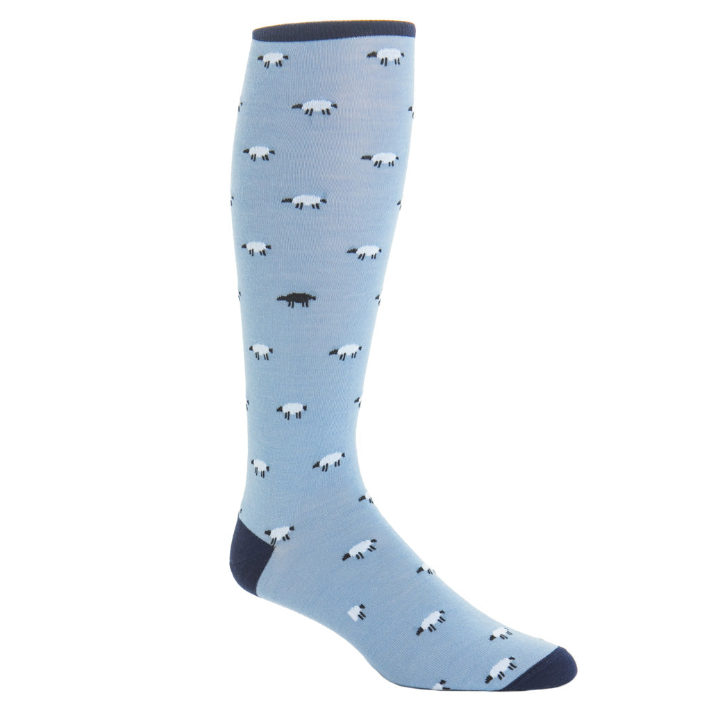 Over-The-Calf-Sky-Blue-Sock-With-Black-Sheep