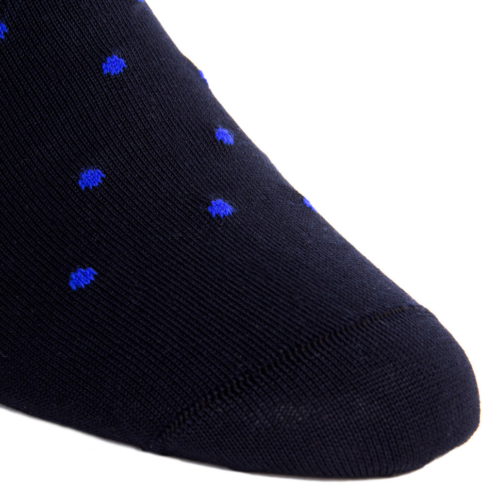 Navy with Clematis Blue Dot Sock Linked Toe Mid-Calf - mid-calf - dapper-classics 