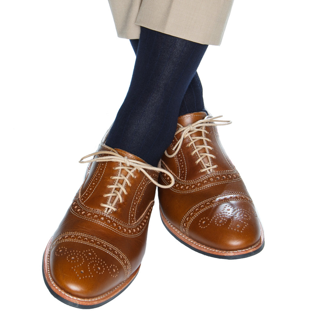 75% Cashmere Rib Sock in Navy