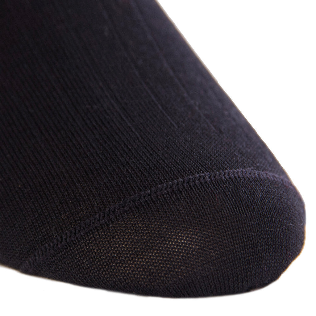 Black Ribbed Cotton Linked Toe Mid-Calf - mid-calf - dapper-classics