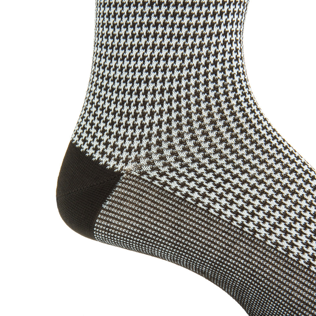 mid-calf coffee brown and cream houndstooth