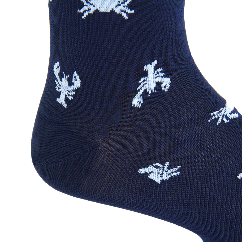 mid-calf classic navy/white lobster/crab cotton sock