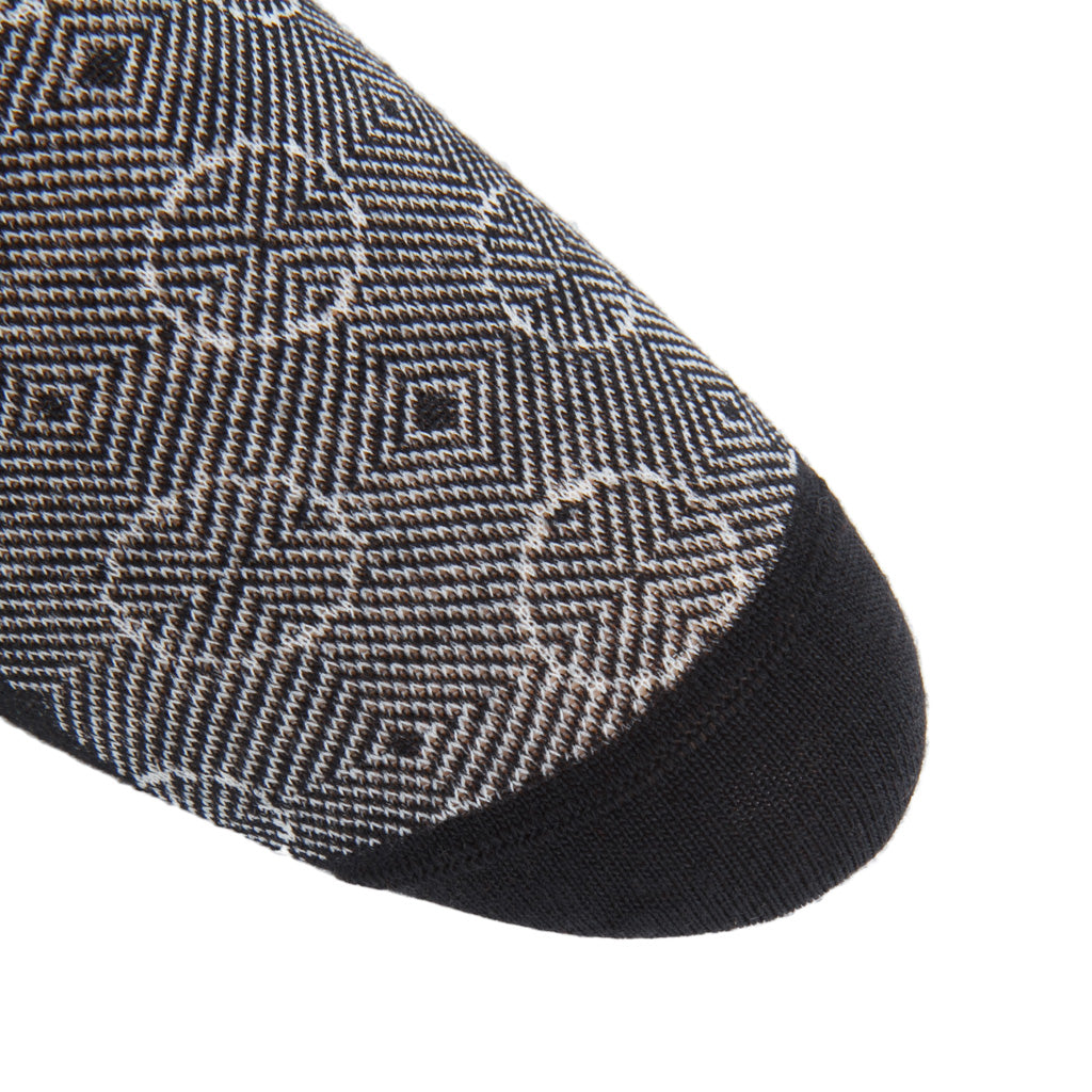 linked-toe black/cream optic circles wool sock