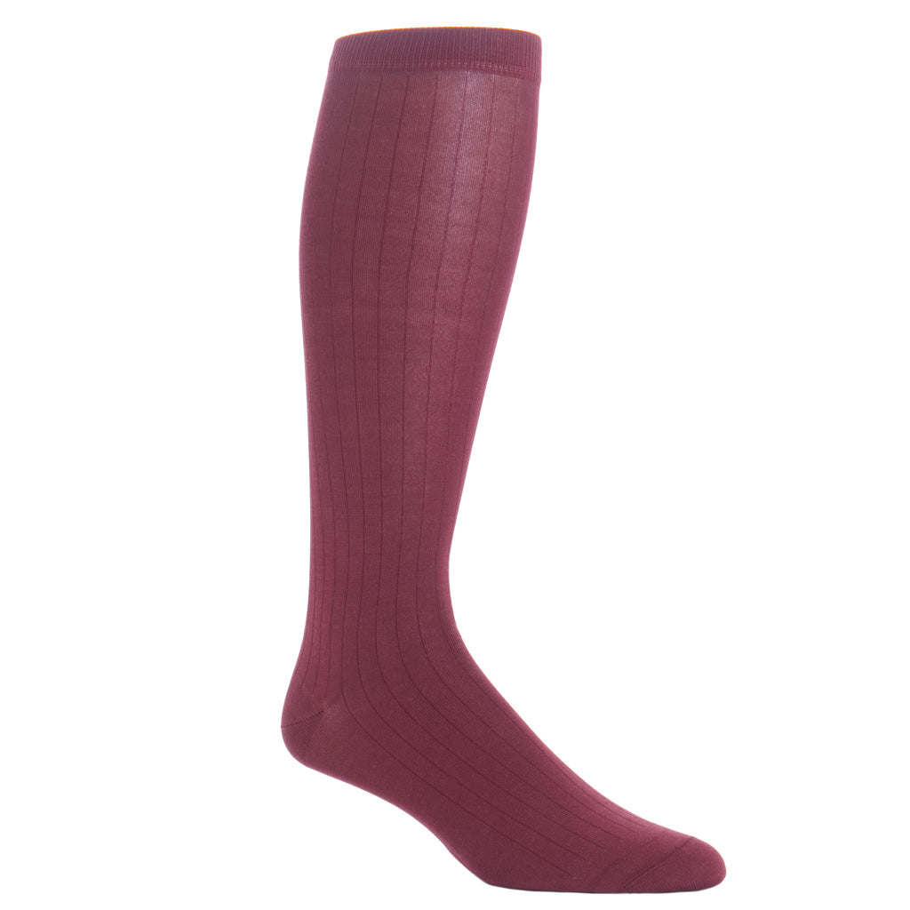 over-the-calf Burgundy Ribbed wool sock