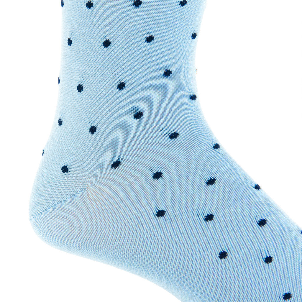 Sky Blue with Navy Polka Dots Linked Toe Mid-Calf - mid-calf - dapper-classics