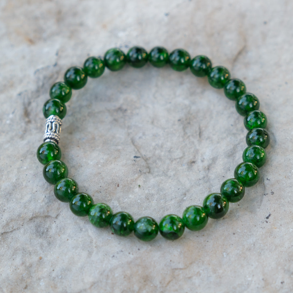 Chrome Diopside 7mm Beads with Sterling Silver Finishing Bracelet