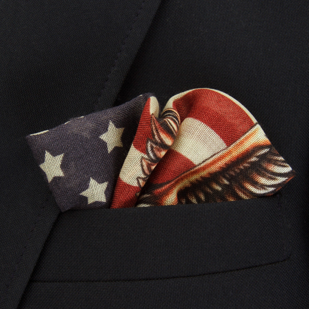 Vintage American Flag with Eagle Pocket Square
