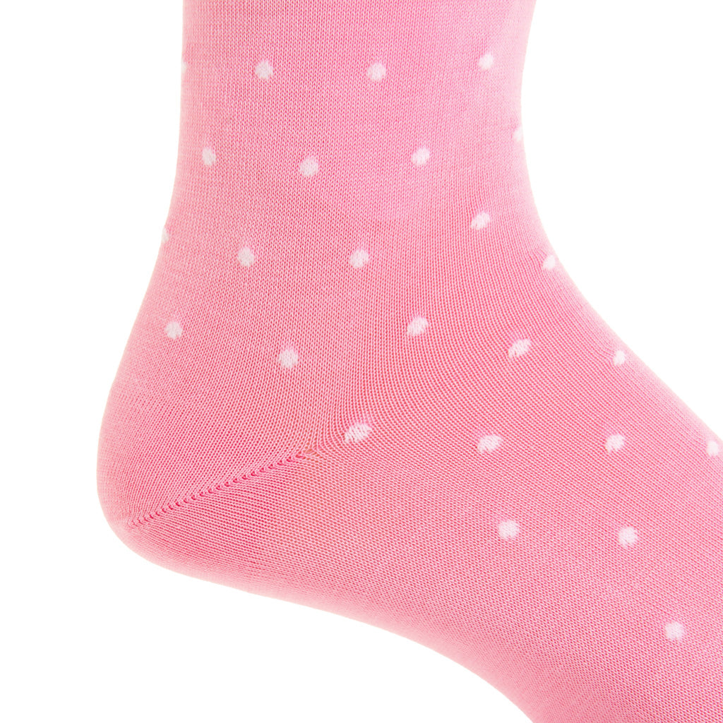 Pink with White Dot Cotton Mid-Calf Sock