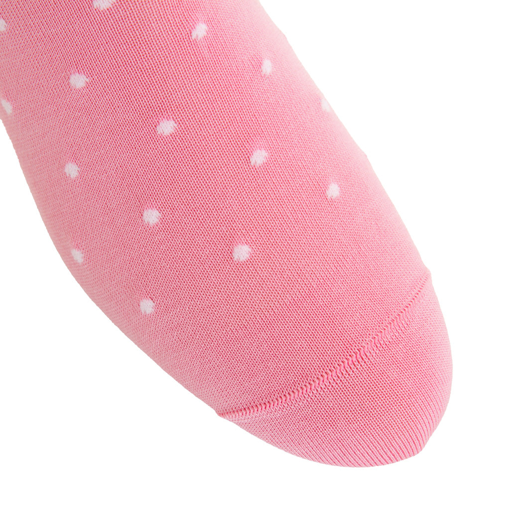 Pink with White Dot Cotton Mid-Calf Sock