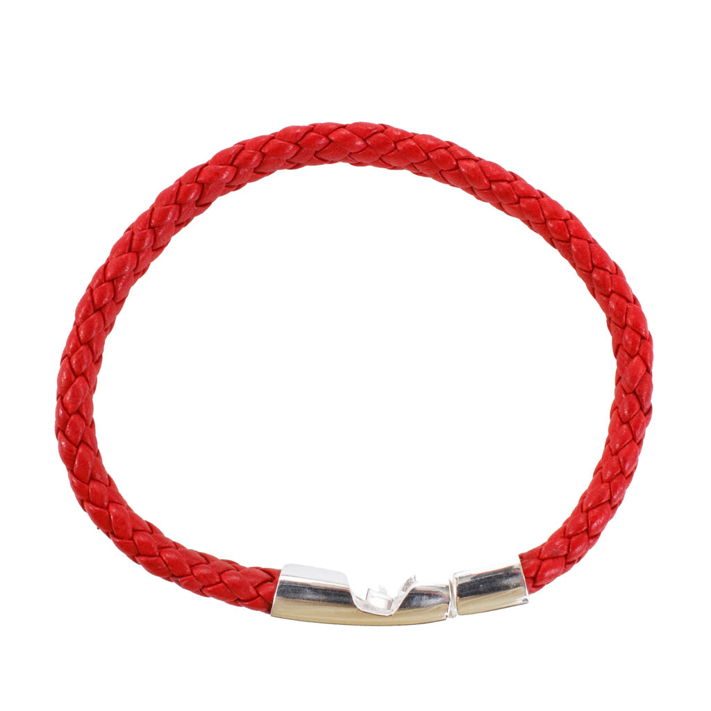 Red Nappa Lamb Leather with Sterling Silver Clasp Bracelet