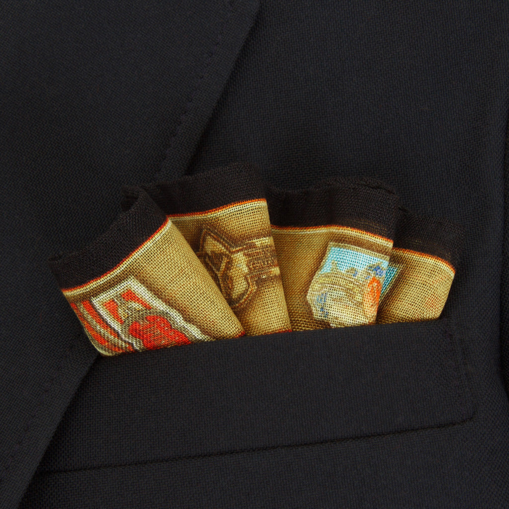 Black and Gold Cigar Band Pocket Square