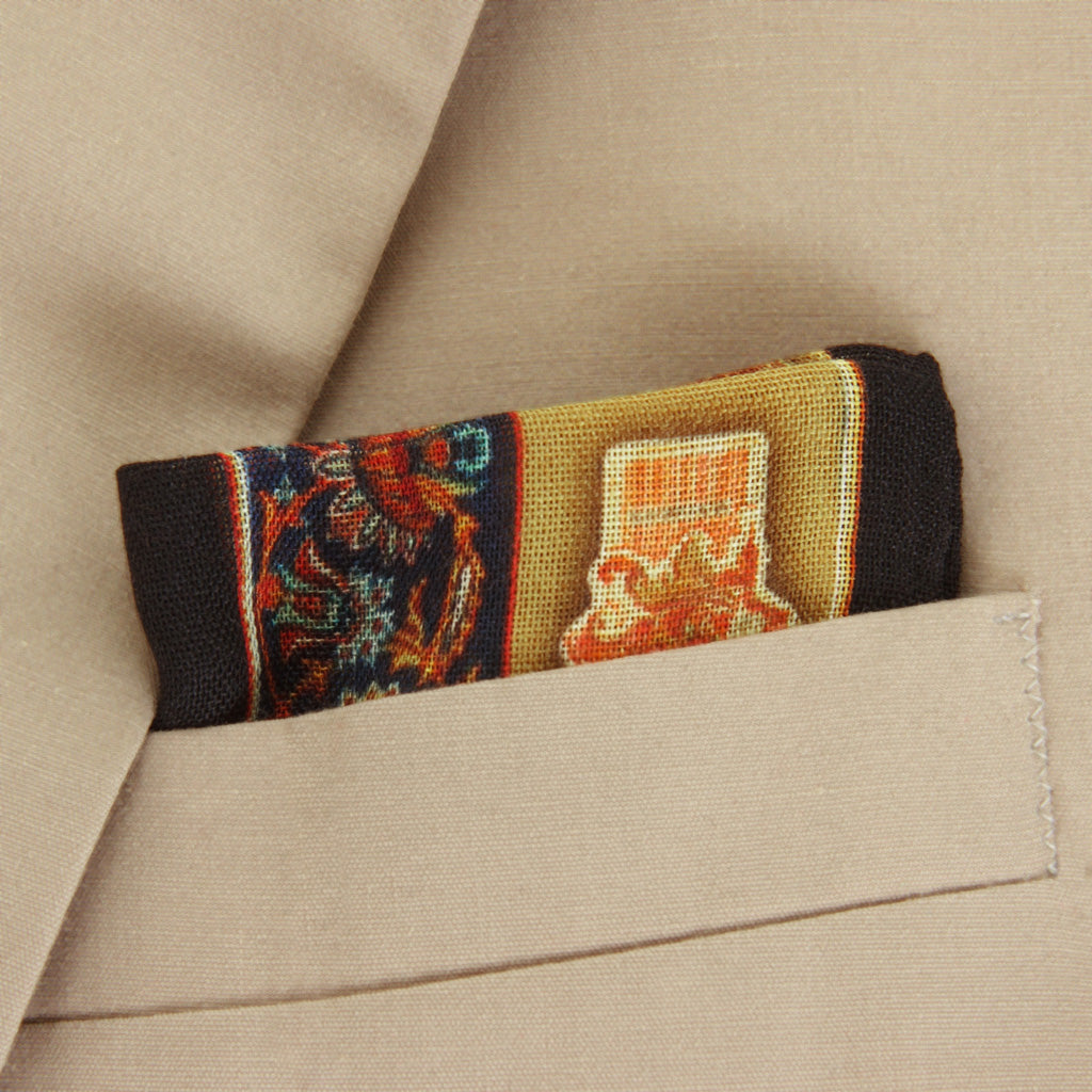 Black and Gold Cigar Band Pocket Square