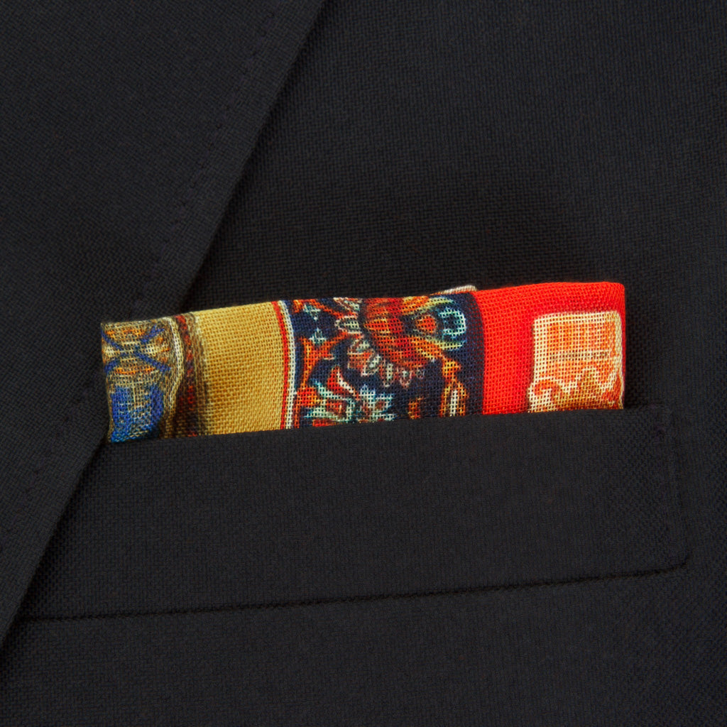 Gold and Red Cigar Band Pocket Square