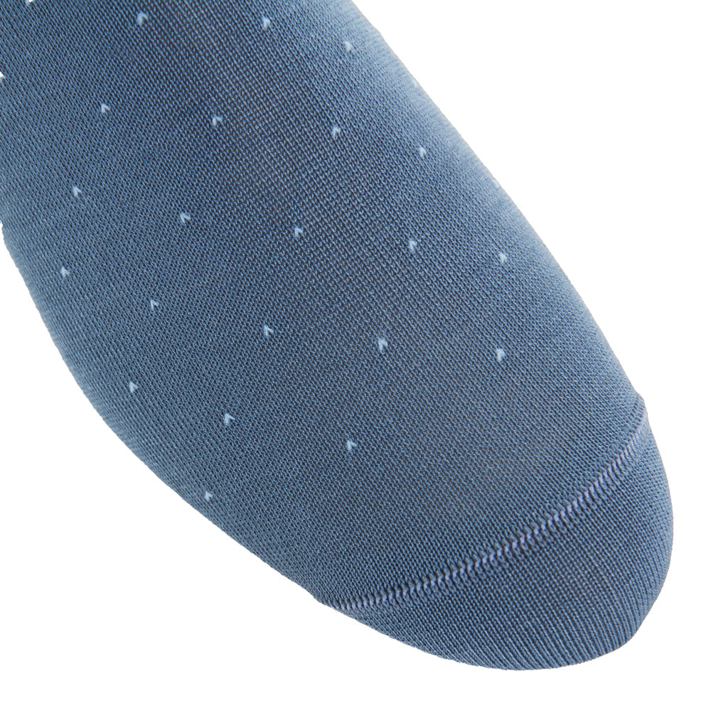 Indigo Blue with Azure Blue Pin Dot Cotton Over-the-Calf Sock