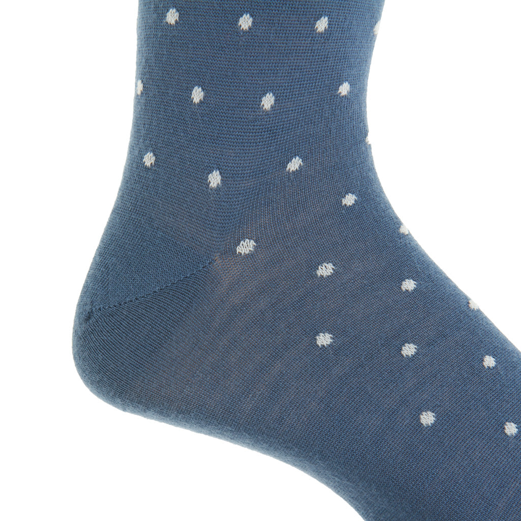 Bay Blue with Ash Dot Fine Merino Wool Mid-Calf Sock