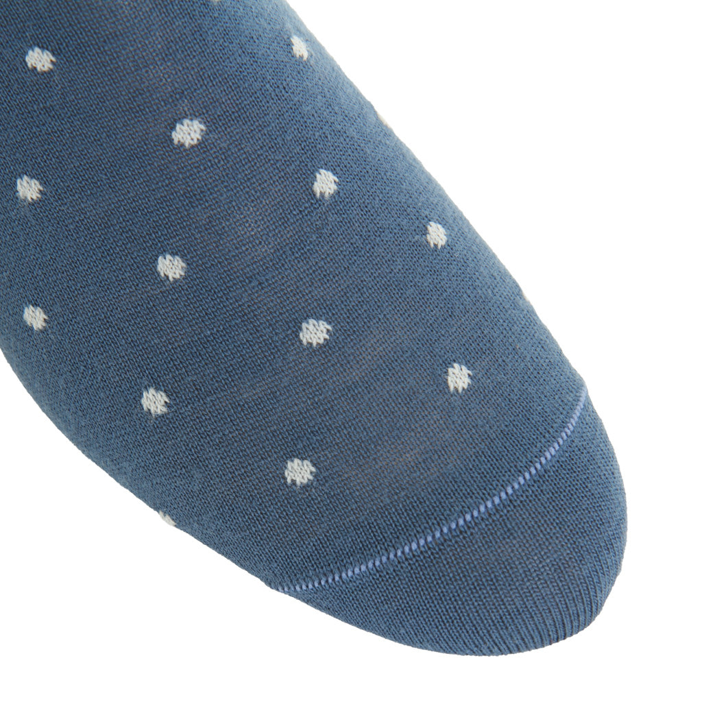 Bay Blue with Ash Dot Fine Merino Wool Mid-Calf Sock