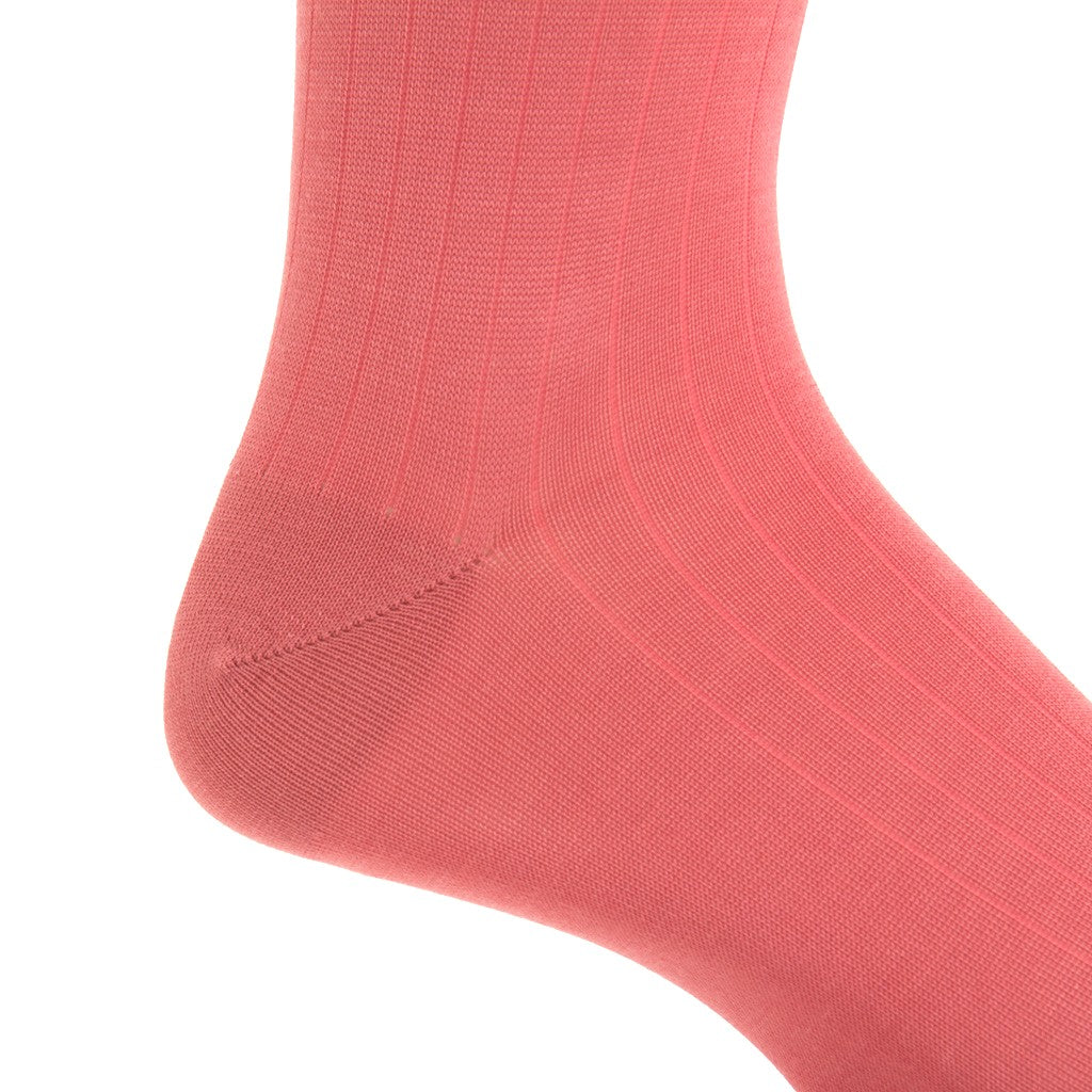 Clay Solid Ribbed Fine Merino Wool Over-the-Calf Sock