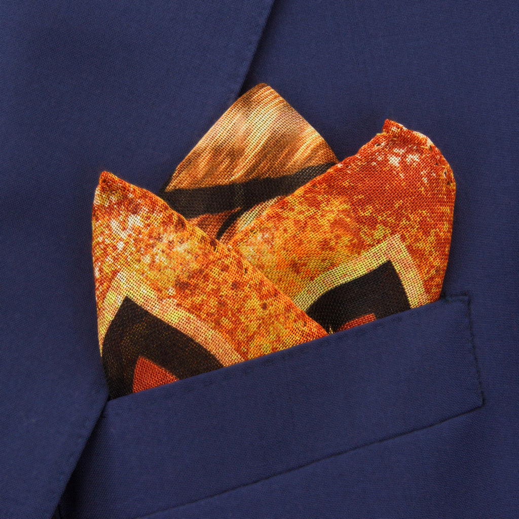Black, Rust, &amp; Tan Feather Pocket Square
