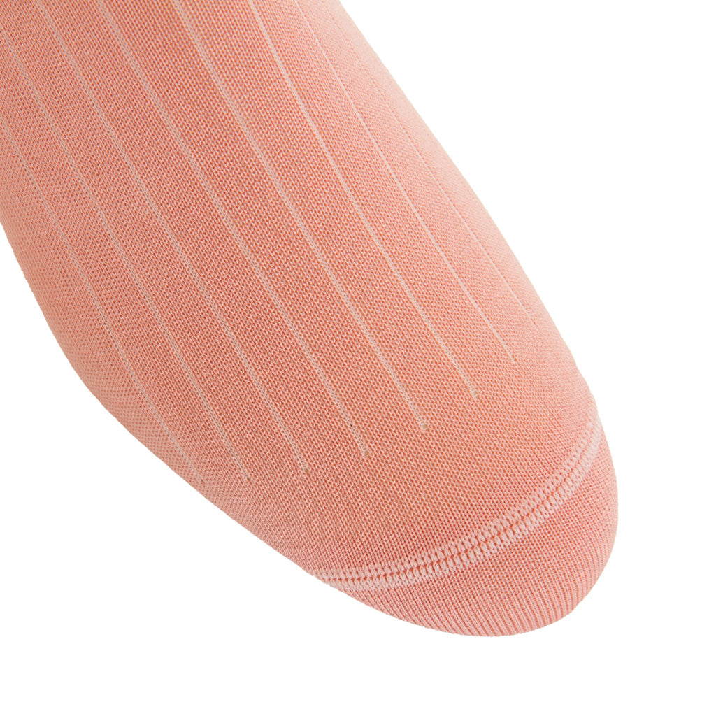Salmon Solid Ribbed Cotton Mid-Calf Sock