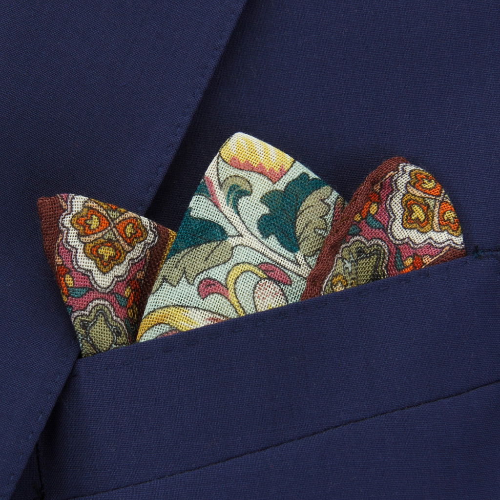 Mint Green Fancy Floral Pocket Square