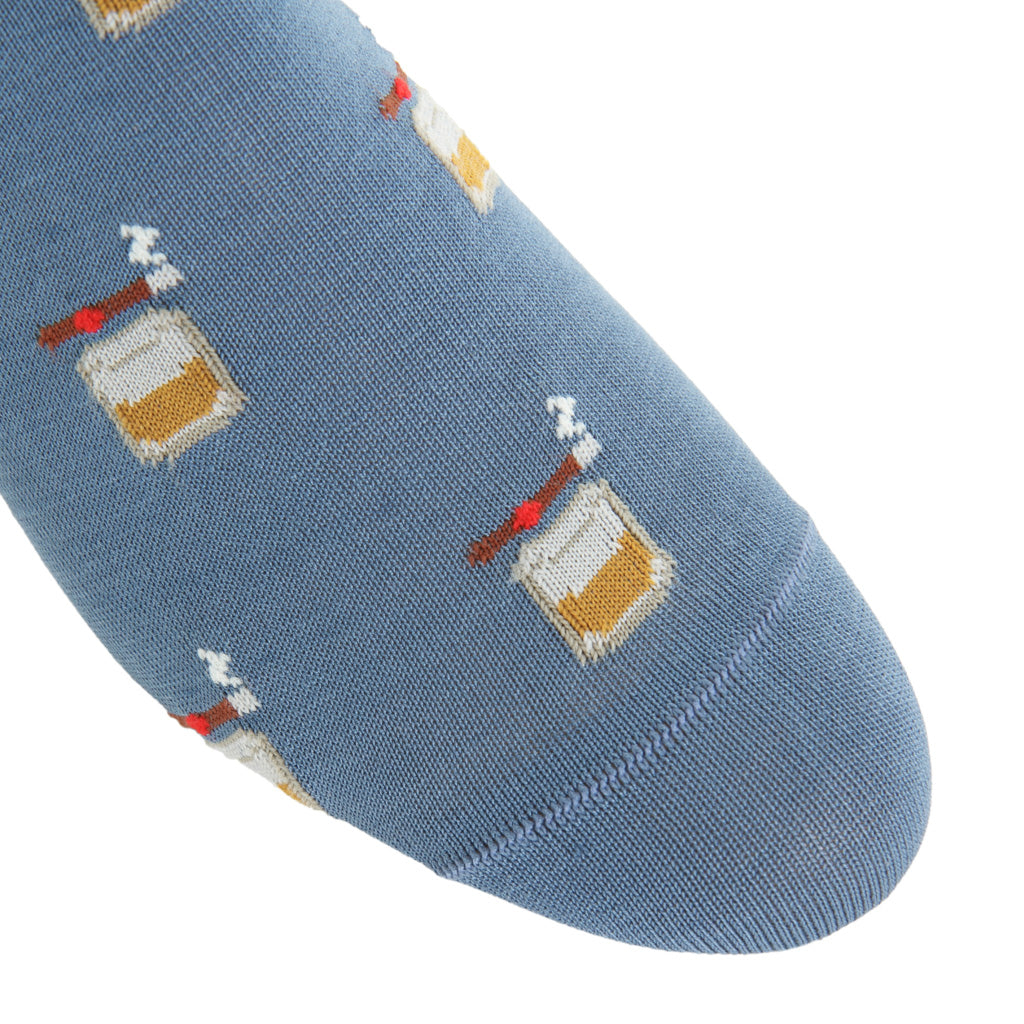 Indigo with Bourbon &amp; Cigar Cotton Over-the-Calf Sock