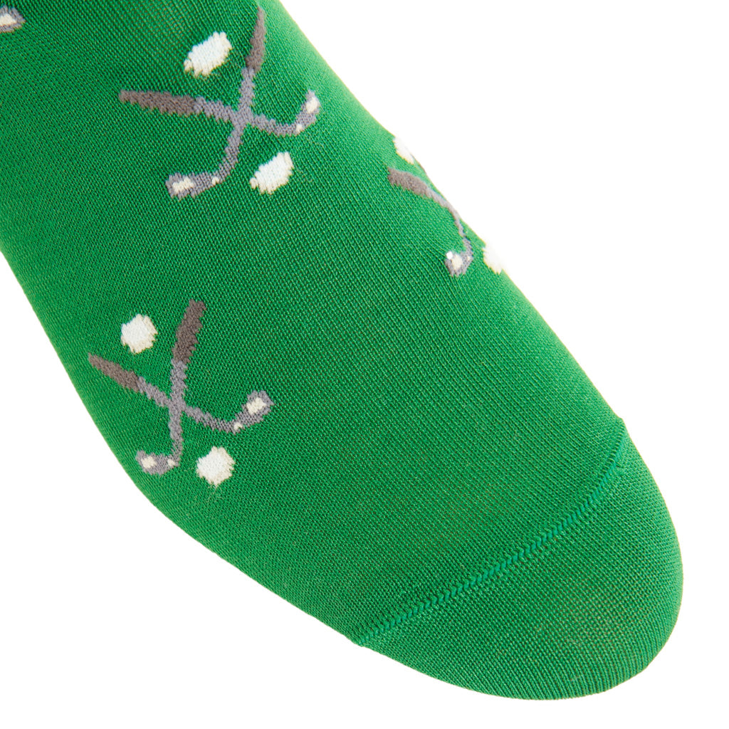 Green with Golf Club &amp; Ball Cotton Over-the-Calf Sock