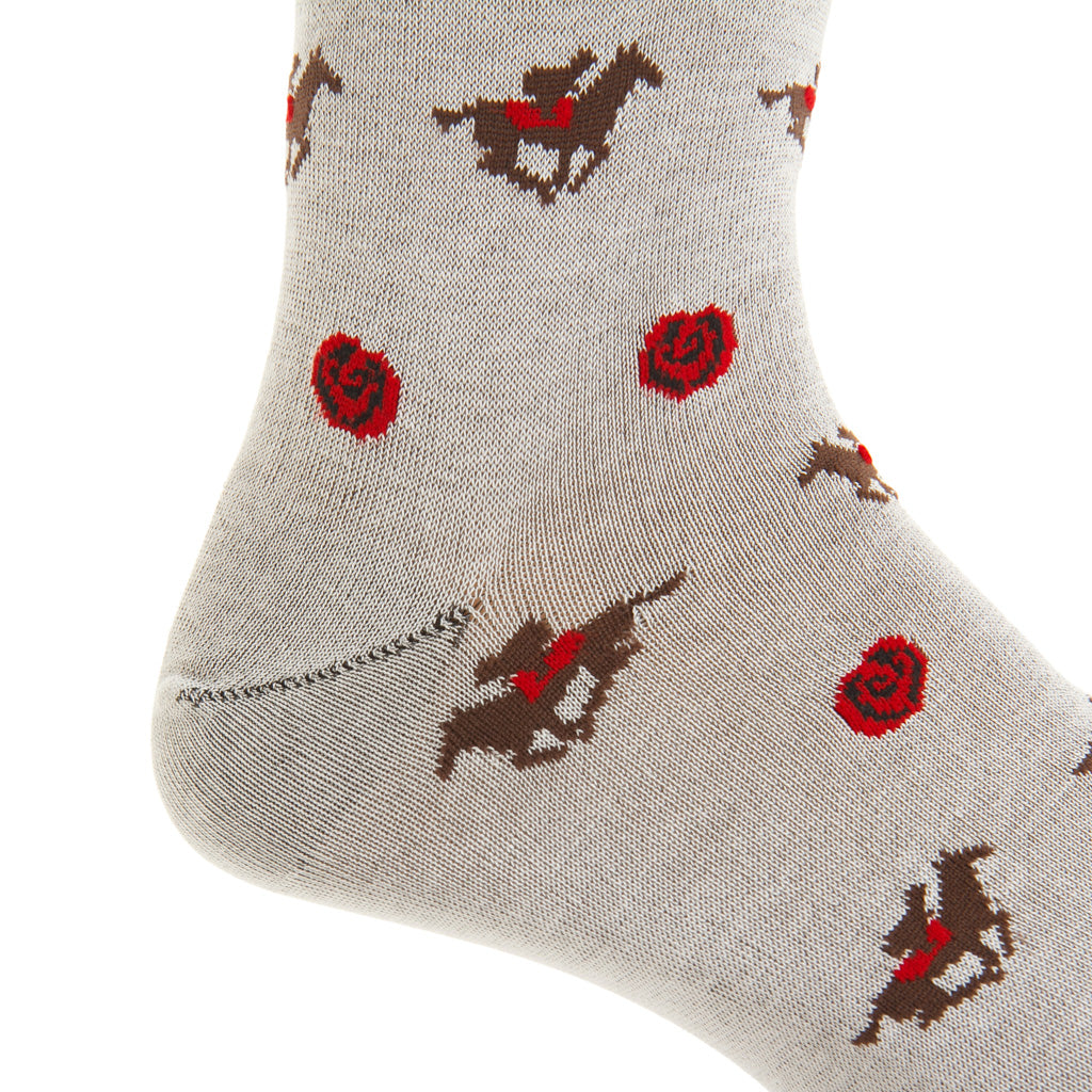 Mélange Gray with Red Rose and Jockey Cotton Mid-Calf Sock