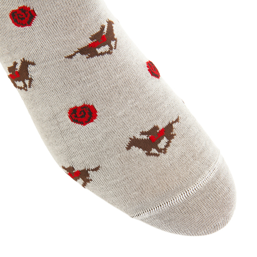 Mélange Gray with Red Rose and Jockey Cotton Mid-Calf Sock