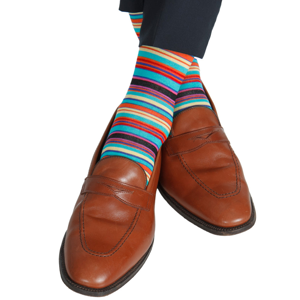 Mens bright and colorful stripe socks-cotton-gentlemens fit 8-12 Mens bright and colorful stripe socks-cotton-gentlemens fit 8-12
