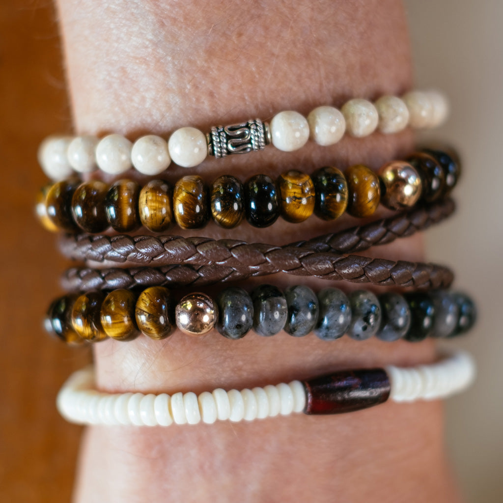 Bone Disc with Cherry Water Buffalo Horn Bracelet