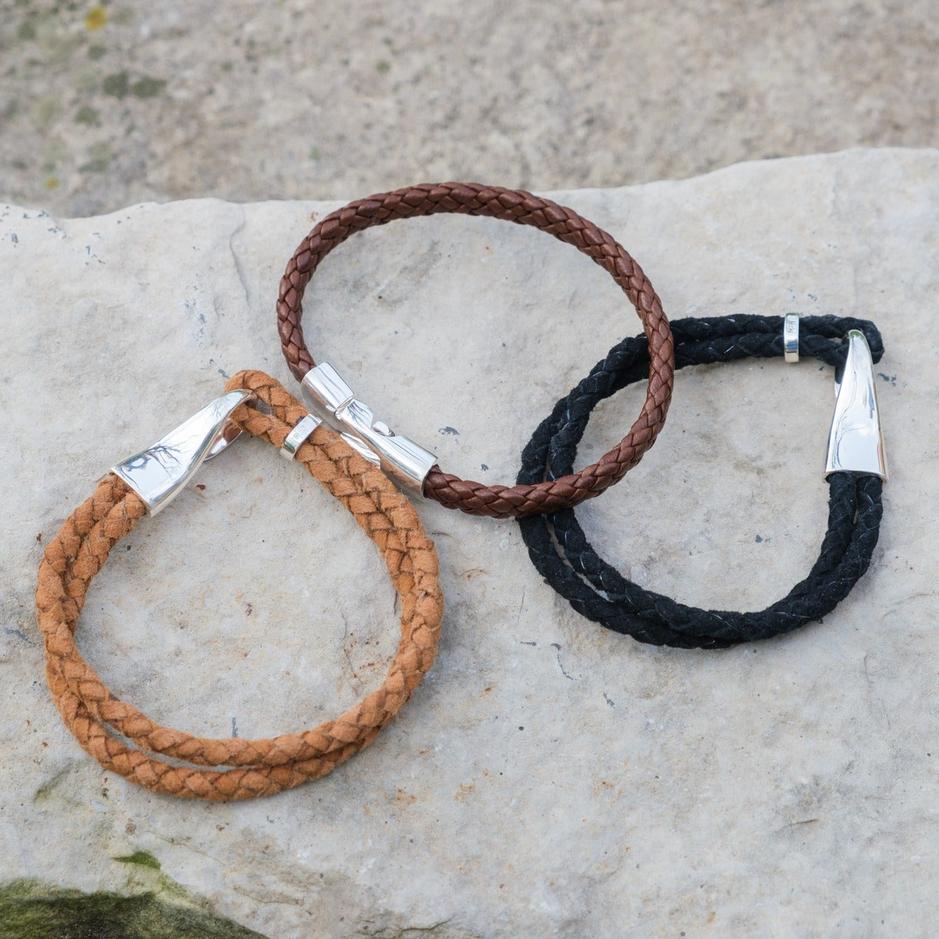 Coffee Brown Nappa Lamb Leather with Sterling Silver Clasp Bracelet