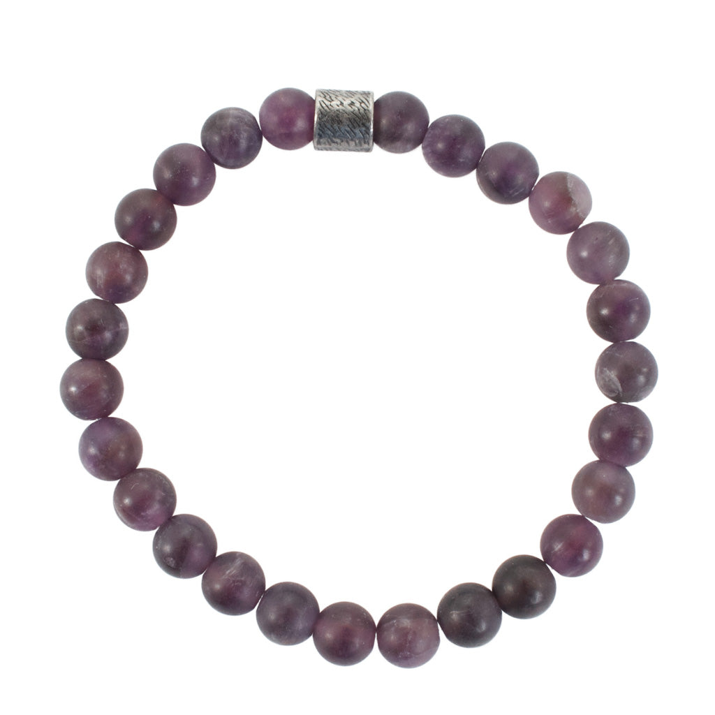 Matte Amethyst 8mm Beads with Pewter Finishing Bracelet