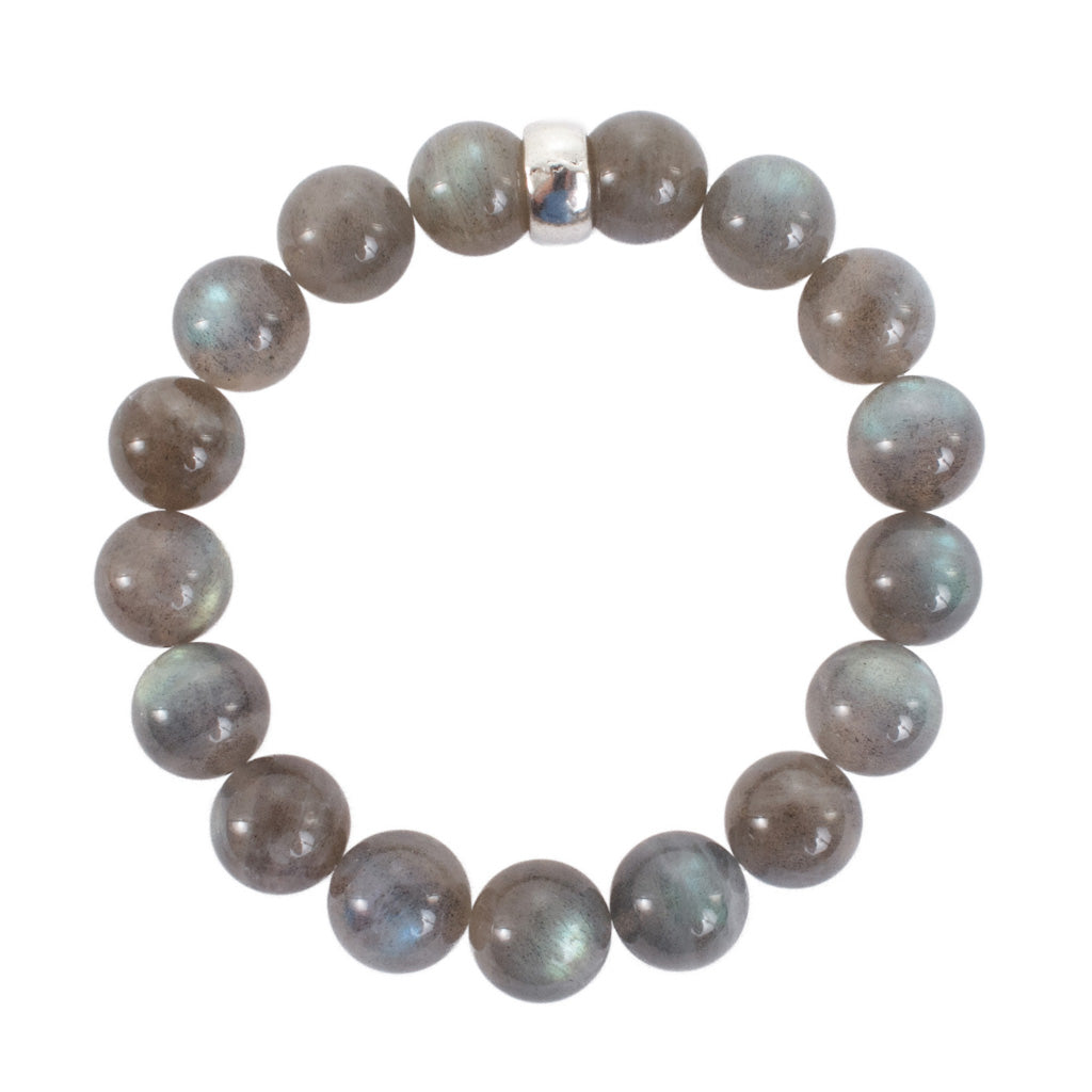 AAA Labradorite 10mm Beads with Pewter Finishing Bracelet