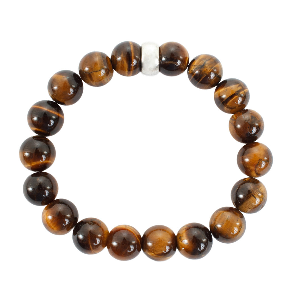 Brown Tiger's Eye 10mm Beads with Pewter Finishing Bracelet
