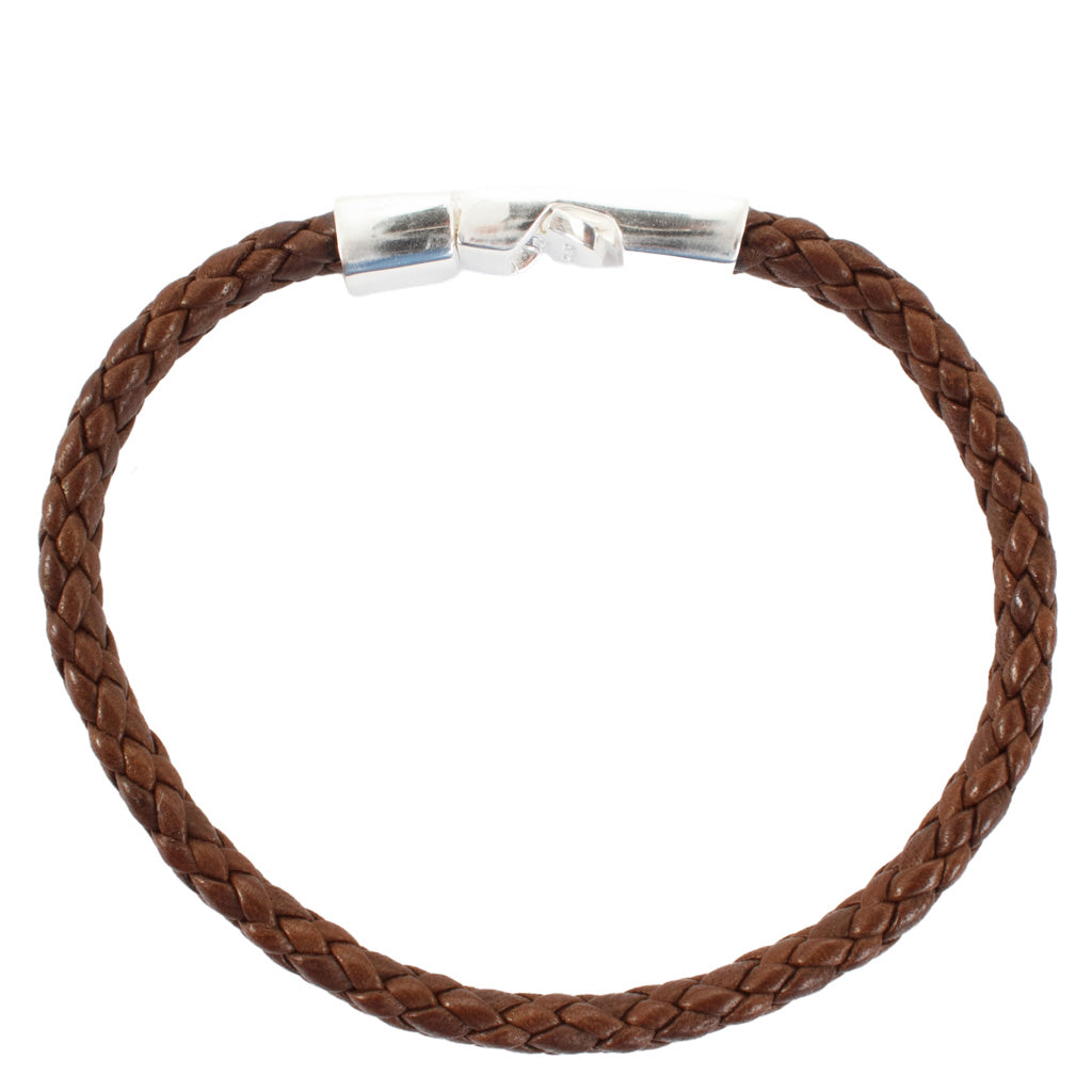 Coffee Brown Nappa Lamb Leather with Sterling Silver Clasp Bracelet