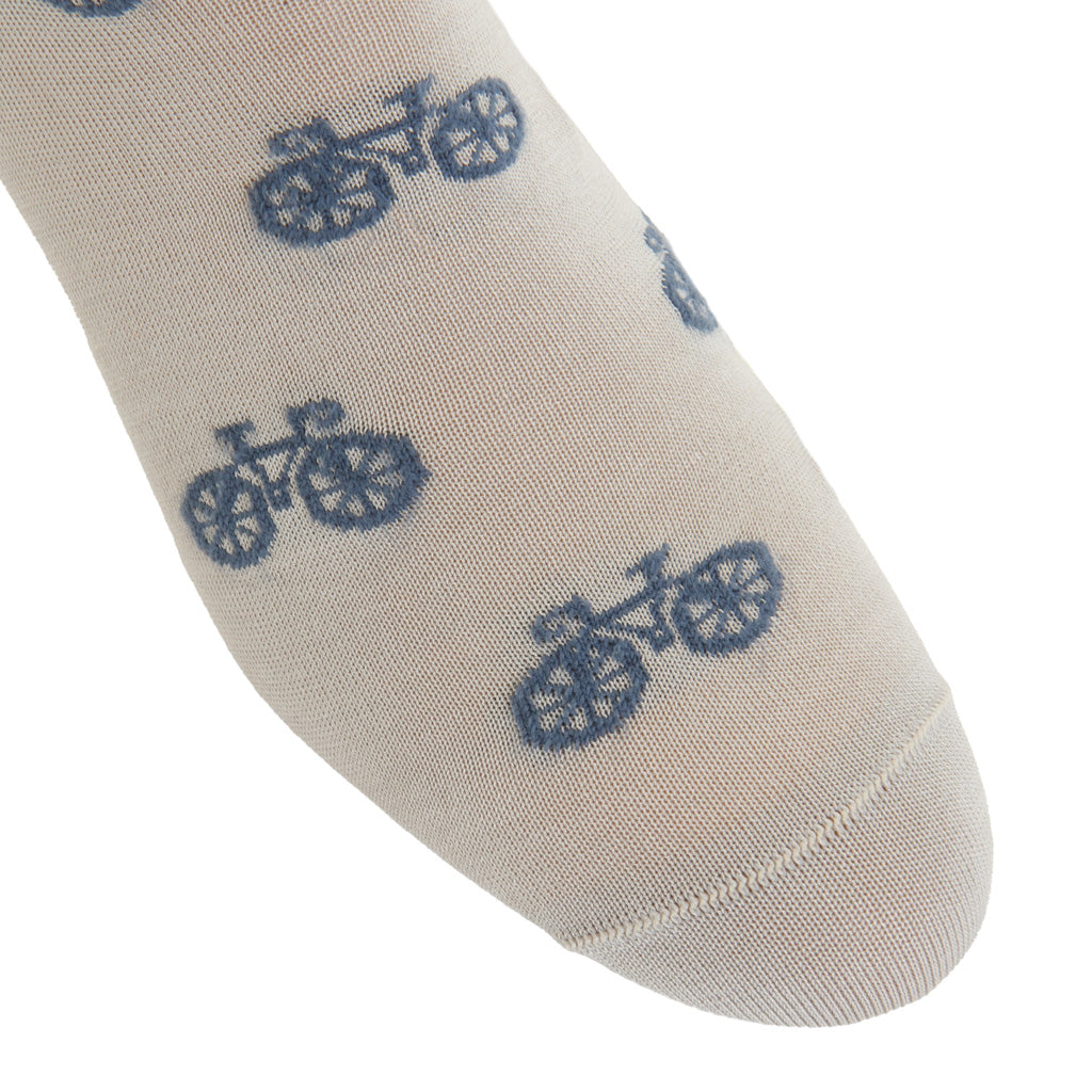 Ash with Indigo Blue Bike Cotton Over-the-Calf Sock