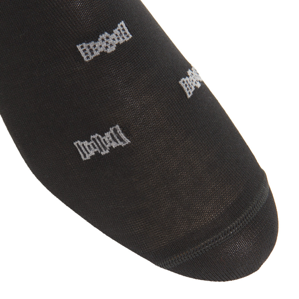 Black with Steel Bowties Cotton Mid-Calf Sock